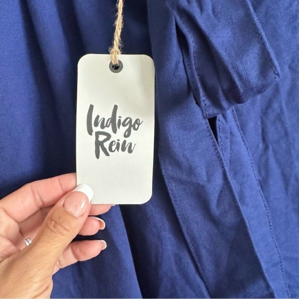 Indigo Rein Paper Bag Crop Navy Blue Women's Pants Size 9 - Picture 7 of 12